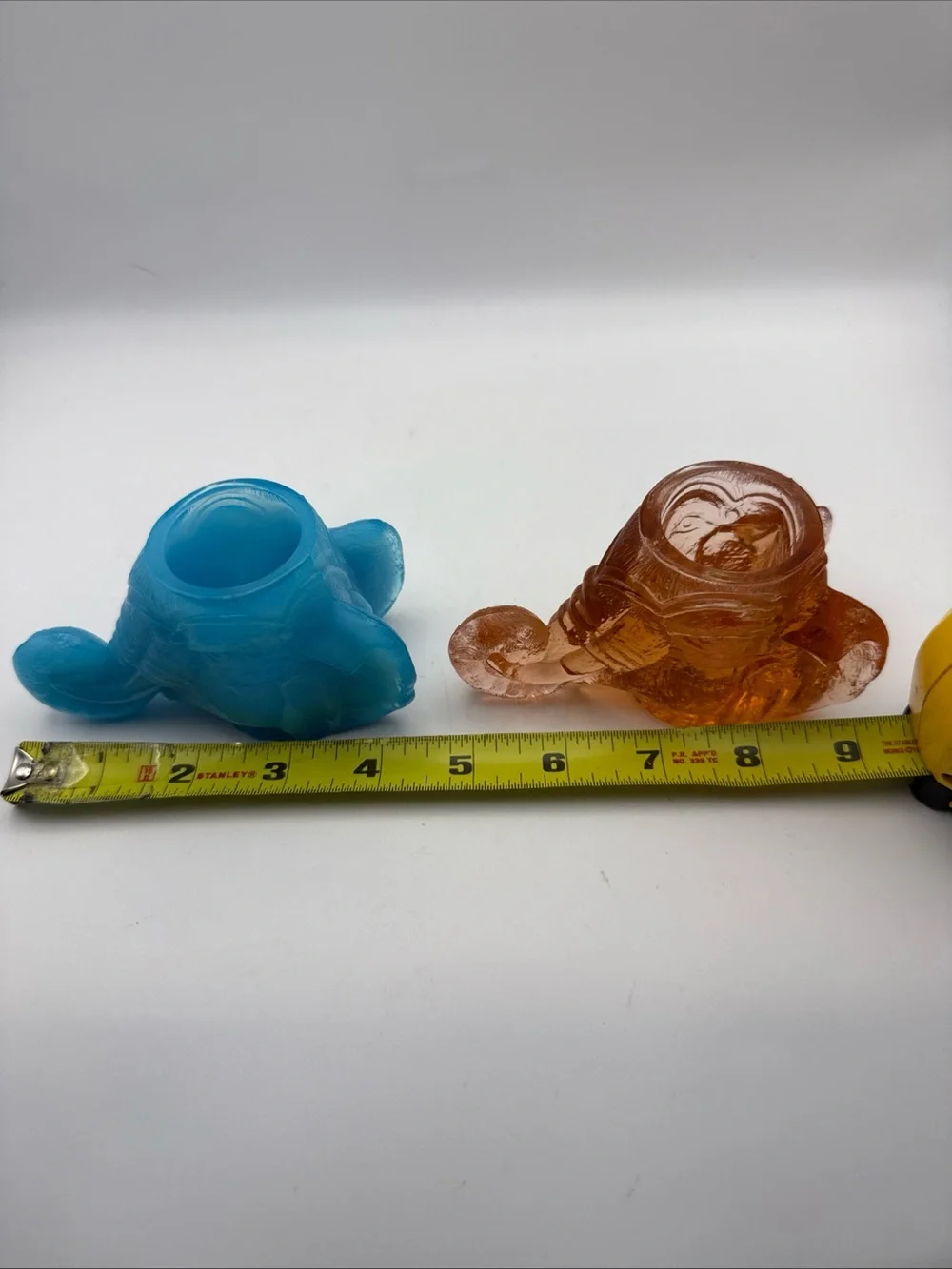 Pair 2 Boyds Glass Elephant Head Toothpick Jewelry Holder Slag Blue & Clear Pink